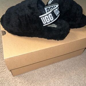 UGG Black Fluffy Slides